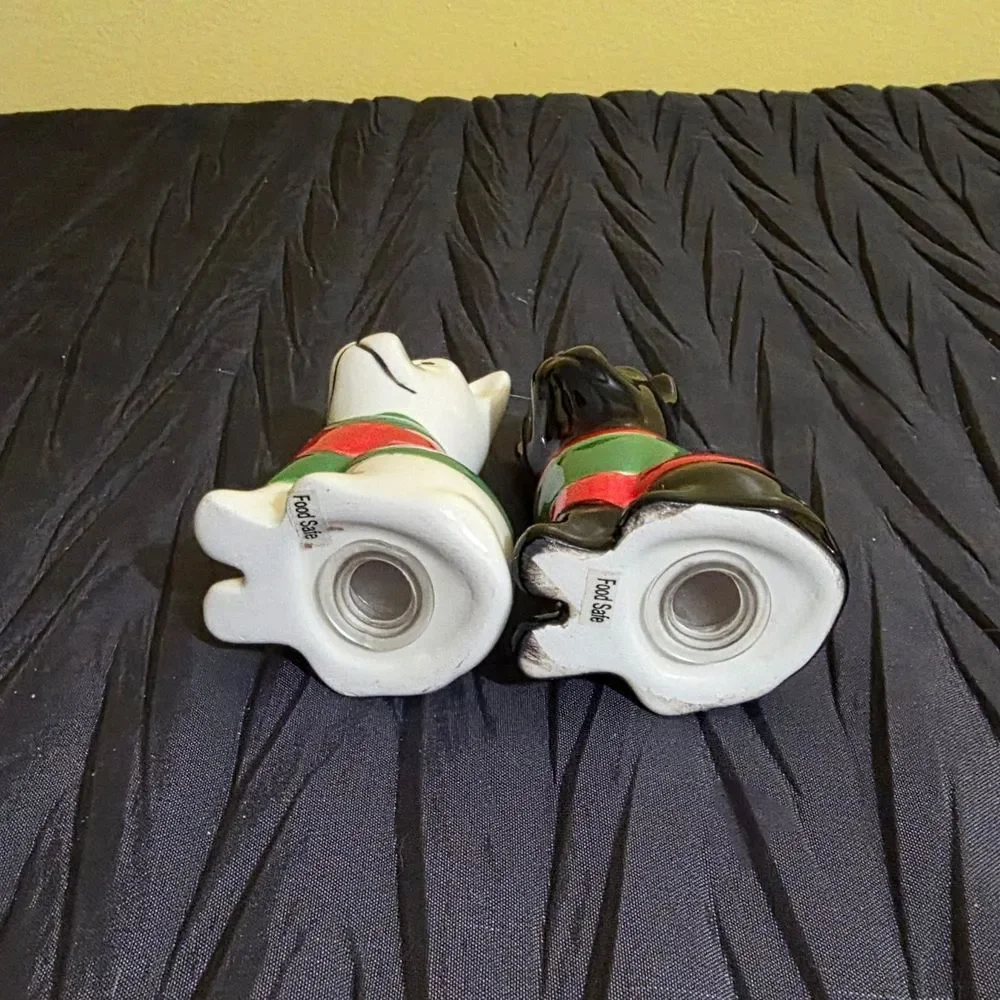 Cute Dog Salt And Pepper Shakers in Festive Sweaters